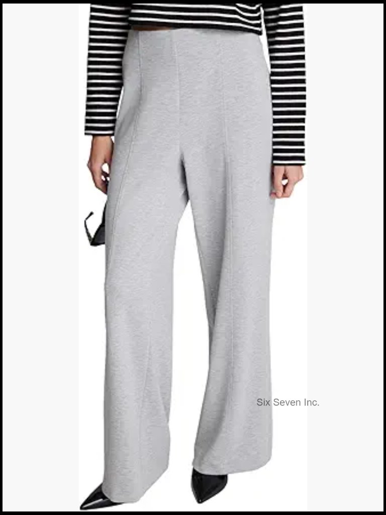 Heathered High Rise Pull-On Wide Leg Pants - Office